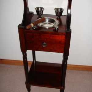 Ashtray stand I made out of cheap pine, stained Mahogany & Cherry.