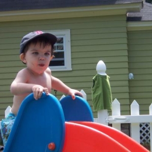 Sam at kiddy pool