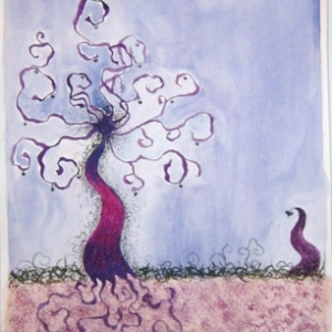 Water Color. A tree of love. ORIGINAL