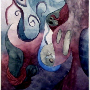 Water Color. Something i had to draw because i saw something freakish in one of my moms paintings. ORIGINAL