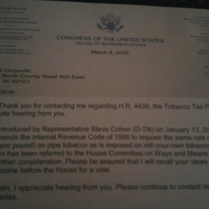 Tobacco Tax Letter