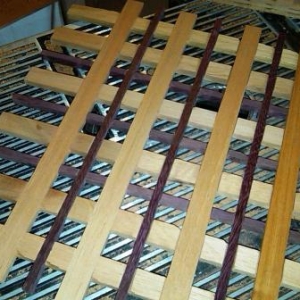woven drawer bottom with cedar and purpleheart