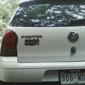 My car with an AC/DC bumper sticker