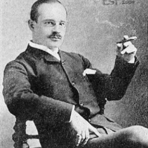 Richard Mansfield (1857 1907) Portrait sitting in chair smoking cigar Photo B&W Resized