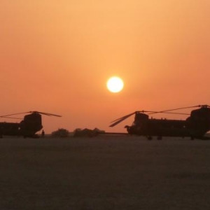 HH 47 Chinooks at sun rise