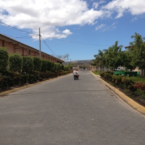 Looking from the back of My Father Cigars toward the gate entrance