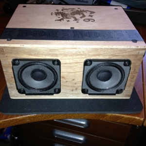 Another picture (with flash) of the front of the system minus speaker covers.