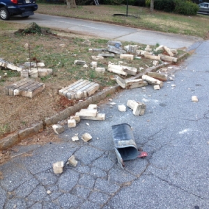 Mailbox destroyed