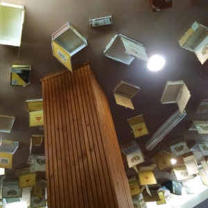 Cigar Bar Lounge Ceiling Decorated By EMPTY Cigar Boxes (3)