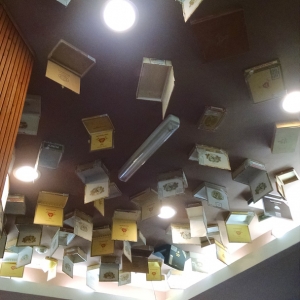 Cigar Bar Lounge Ceiling Decorated By EMPTY Cigar Boxes (4)