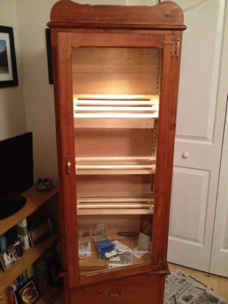 A basic light source and I made three shelves out of spruce (I was out of cedar), but unfortunately the shelves have a weird odor so I didn't use them. They looked nice though. I like the light too.