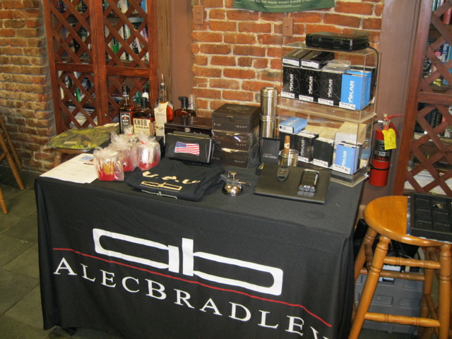 Alec Bradley and Xikar table with Bourbons