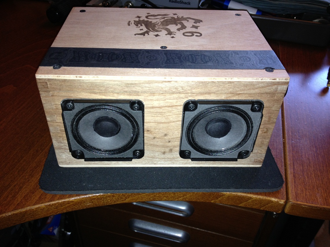 Another picture (with flash) of the front of the system minus speaker covers.