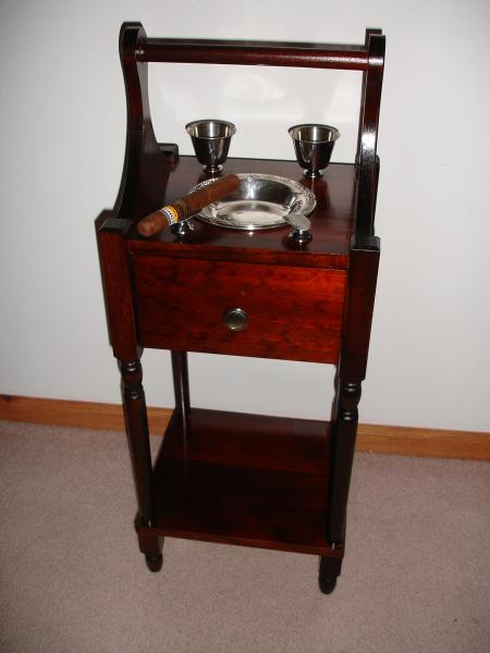 Ashtray stand I made out of cheap pine, stained Mahogany & Cherry.