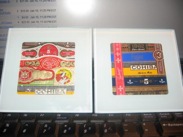cigar band coasters I made, my personal one is on the right