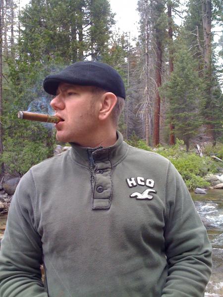 Fishing Dinky Creek (near Shaver Lake Ca.) while enjoying a Gurkha Park Avenue
