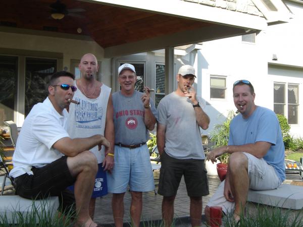 From L-R - Brothers Gary and Greg, my dad Gary, brother Grant and me.

Father's Day 2008 get together.  Smokin well aged Dunhill Nicaraguans