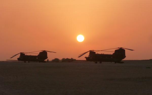 HH 47 Chinooks at sun rise