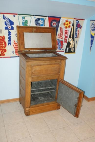 Ice Box.  I took the zinc off of the inside of the top lid, and the inside of the door.  I'll be replacing it with Spanish Cedar.