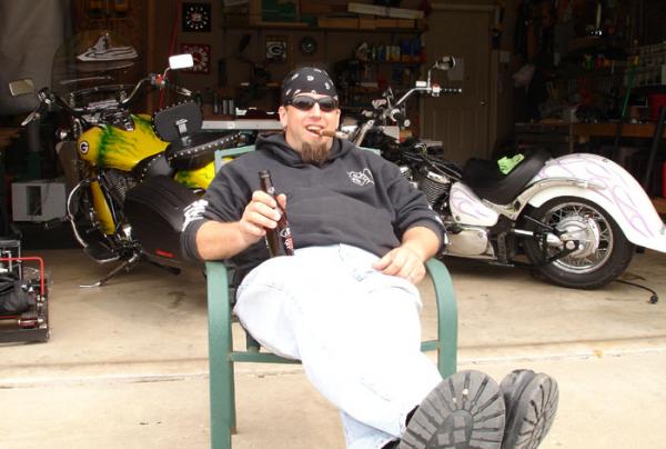 Just lounging having a smoke and a Bud Light, yes, Bud Light!