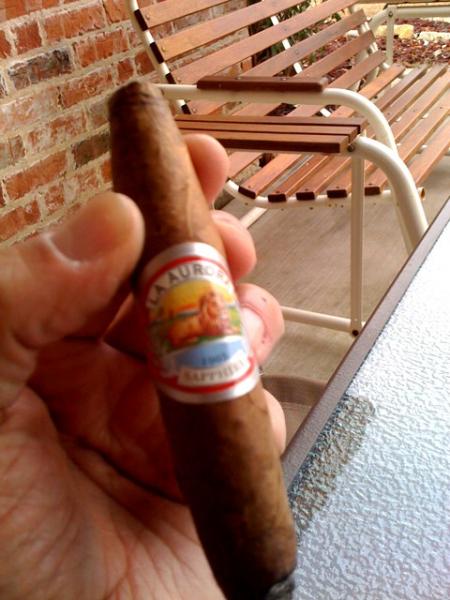 La Aurora 1-19-10.  Received in a bomb from Derek (tatuajeguy), so I smoked it to celebrate the arrival of his newborn daughter, Savannah!