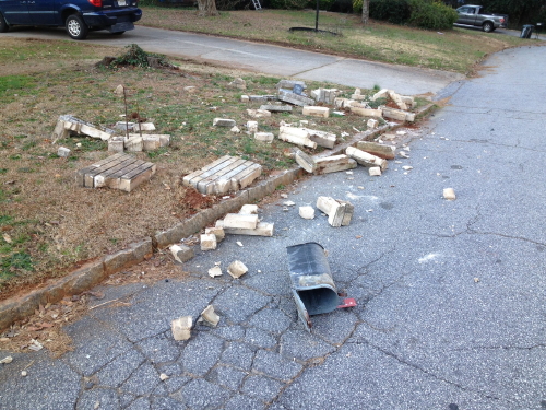 Mailbox destroyed