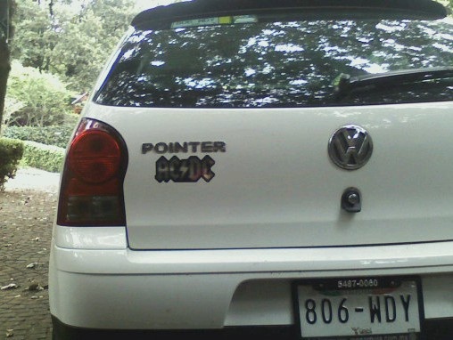 My car with an AC/DC bumper sticker