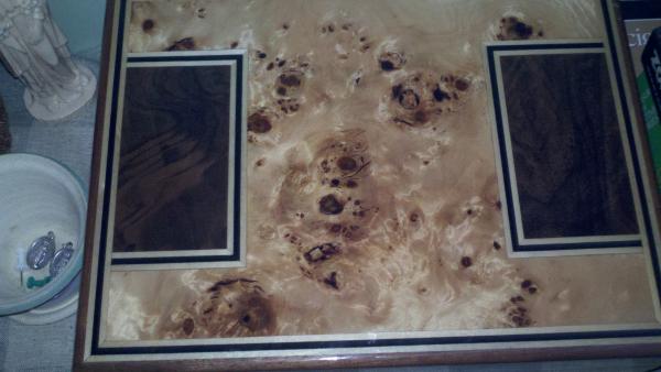 My smaller humidor,  Birdseye maple with some other type of inlay.