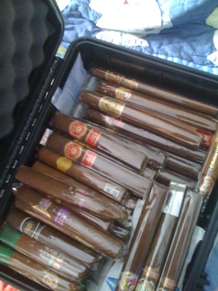 My travel that has anything from a glass tubed Opus Lancero from '05 to Punch corojo's that I give to friends