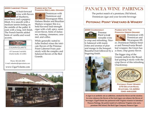 Panacea Pairings - Potomac Point Winery. Potomac Point carries all of the cigars listed in their tasting room in Stafford, VA.