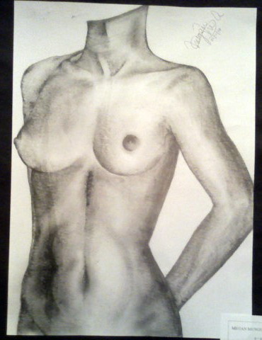 Pencil. The body of a naked woman. COPIED FROM A BOOK.