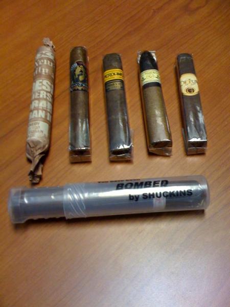 Shrapnel from un-provoked attack by Shuckins! The signature tube holds a coveted Tatuaje!