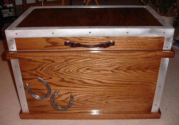 Tack box I made for a friends wife.  For those that don't know (I didn't till Vince asked me to make it), tack boxes are used by people who have horses to keep all their horse stuff in!