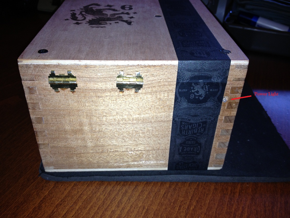 The left side, if you look closely you can see the power indicator LED.