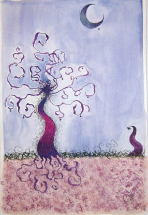 Water Color. A tree of love. ORIGINAL