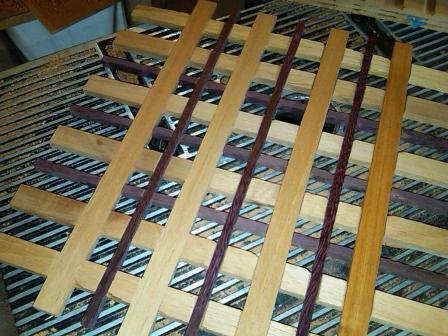 woven drawer bottom with cedar and purpleheart
